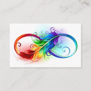 Carte De Visite Symbole d'infini avec plume arc-en-ciel