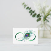 Carte De Visite Symbole d'infini avec plume de paon (Debout devant)