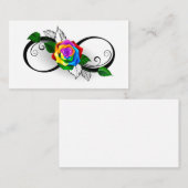 Carte De Visite Symbole d'infini avec Rose arc-en-ciel (Devant / Derrière)