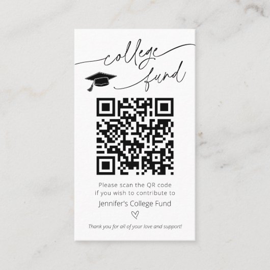 Carte De Visite Symbole du code QR du fonds du collège (Devant)