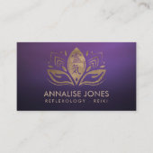 Carte De Visite Symbole et mains curatifs de Reiki dans Lotus (Devant)