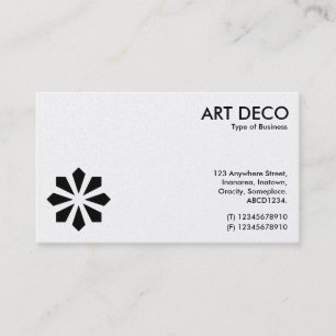 Carte De Visite Symbole Fleur Art Déco - Blanc & Noir (Platine)
