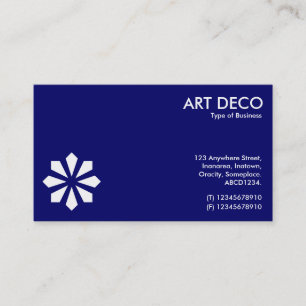 Carte De Visite Symbole Fleur Art Déco - Bleu Marine