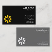 Carte De Visite Symbole Fleur Art Déco en ambre - Noir (Devant / Derrière)