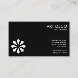 Carte De Visite Symbole Fleur Art Déco - Noir