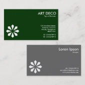 Carte De Visite Symbole Fleur Art Déco - Vert foncé 003300 (Devant / Derrière)