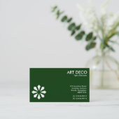 Carte De Visite Symbole Fleur Art Déco - Vert foncé 003300 (Debout devant)