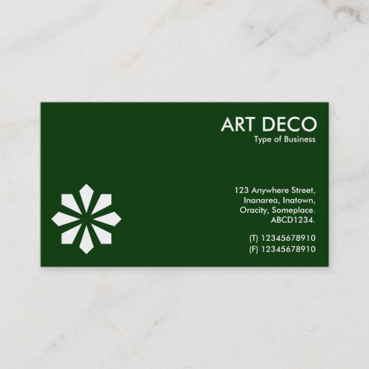Carte De Visite Symbole Fleur Art Déco - Vert foncé 003300 (Devant)