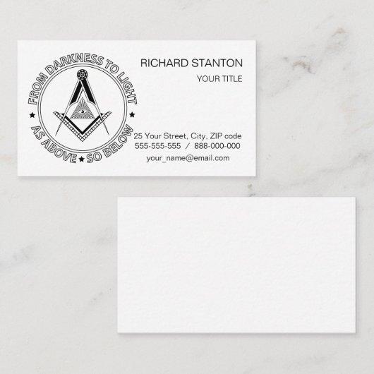 Carte De Visite Symbole franc-maçonnerie (Devant / Derrière)