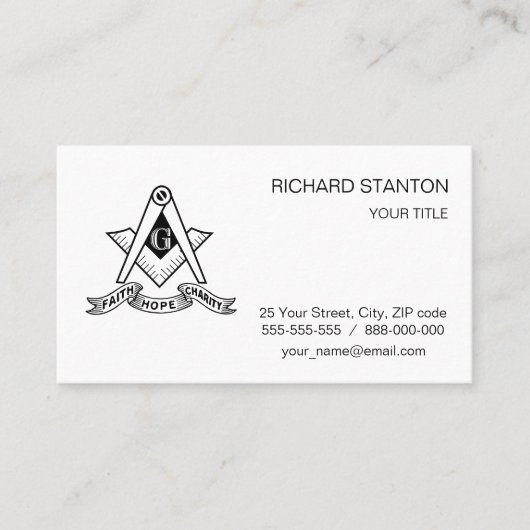 Carte De Visite Symbole franc-maçonnerie (Devant)