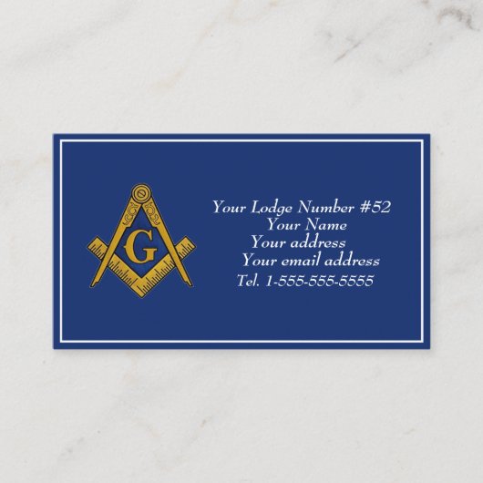 Carte De Visite Symbole franc-maçonnerie bleu maçonnique (Devant)