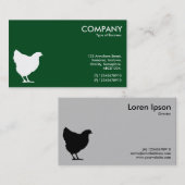 Carte De Visite Symbole Hen - Blanc sur Vert foncé 02481c (Devant / Derrière)