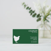 Carte De Visite Symbole Hen - Blanc sur Vert foncé 02481c (Debout devant)