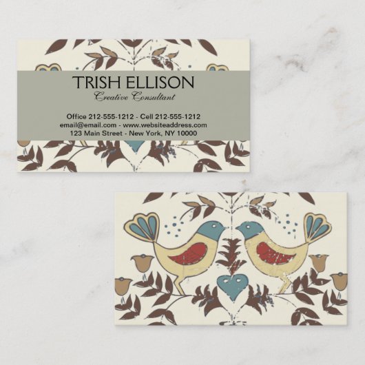 Carte De Visite SYMBOLE Hex Amish néerlandais Pennsylvanie Bird Am (Devant / Derrière)