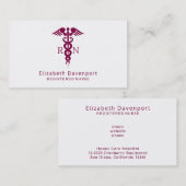 Carte De Visite Symbole Médicale rouge Caduceus Nurse (Devant / Derrière)