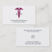 Carte De Visite Symbole Médicale rouge Caduceus Nurse (Devant / Derrière)