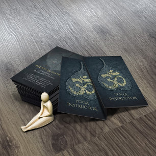 Carte De Visite SYMBOLE MODE MOI JAUNE BODhi Leaf Black & Gold