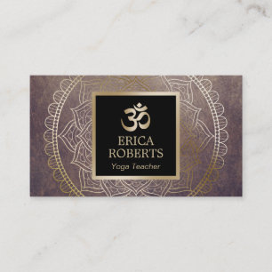 Carte De Visite Symbole Om Gold du professeur de yoga Mandala Vint