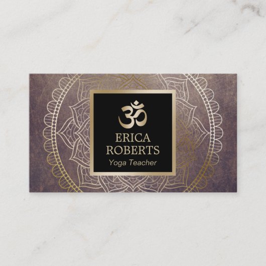 Carte De Visite Symbole Om Gold du professeur de yoga Mandala Vint (Devant)