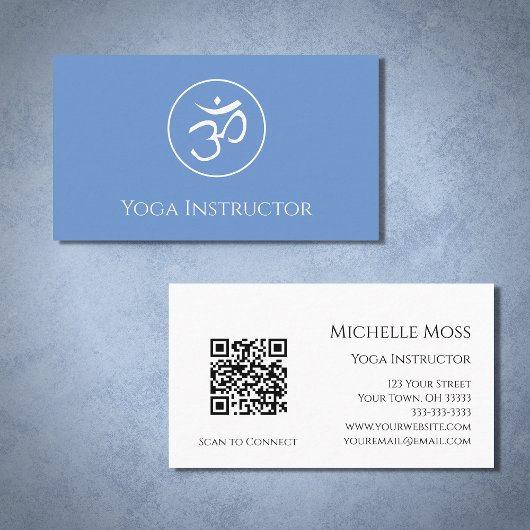 Carte De Visite Symbole Om Instructeur Yoga Simple Bleu