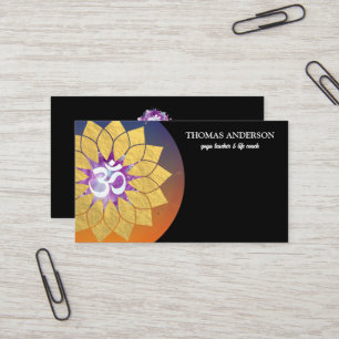 Carte De Visite Symbole OM personnalisé moderne Lotus Mandala Art