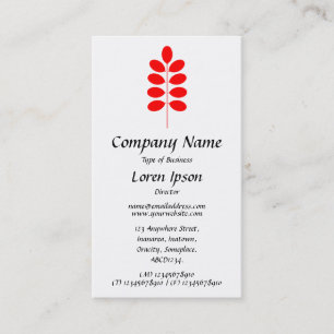 Carte De Visite Symbole plante - Rouge sur blanc