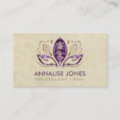 Carte De Visite Symbole Reiki et mains en Lotus Amethyst et Gold (Devant)