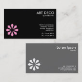 Carte De Visite Symbole rose de fleur d'art déco - noir (Devant / Derrière)
