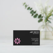 Carte De Visite Symbole rose de fleur d'art déco - noir (Debout devant)