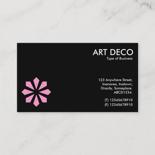Carte De Visite Symbole rose de fleur d'art déco - noir (Devant)