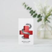 Carte De Visite Symbole rouge Croix Médicale Serpent serpent d'arg (Debout devant)