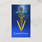Carte De Visite SYMBOLE VÉTÉRINAIRE DE CADUCE D'OR /Bleu (Dos)
