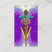 Carte De Visite SYMBOLE VÉTÉRINAIRE DE CADUCE D'OR / Bleu pourpre (Dos)