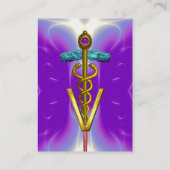 Carte De Visite SYMBOLE VÉTÉRINAIRE DE CADUCE D'OR / Bleu pourpre (Dos)