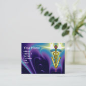 Carte De Visite SYMBOLE VÉTÉRINAIRE DE CADUCE D'OR / Bleu pourpre (Debout devant)