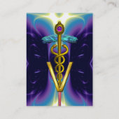 Carte De Visite SYMBOLE VÉTÉRINAIRE DE CADUCE D'OR / Bleu pourpre (Dos)