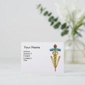 Carte De Visite SYMBOLE VÉTÉRINAIRE DE CADUCE D'OR / Fuchsia blanc (Debout devant)