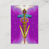 Carte De Visite SYMBOLE VÉTÉRINAIRE DE CADUCE D'OR / Fuchsia blanc (Dos)