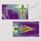 Carte De Visite SYMBOLE VÉTÉRINAIRE DE CADUCE D'OR / Vert pourpre (Devant / Derrière)