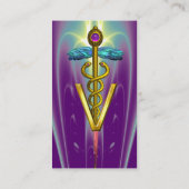 Carte De Visite SYMBOLE VÉTÉRINAIRE DE CADUCE D'OR / Vert pourpre (Dos)