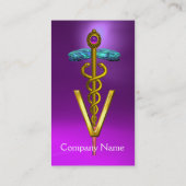 Carte De Visite SYMBOLE VÉTÉRINAIRE DE CADUCE D'OR / Violet (Dos)