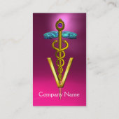 Carte De Visite SYMBOLE VÉTÉRINAIRE DE CADUCE D'OR / Violet rose (Dos)