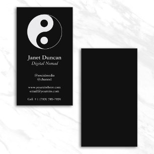 Carte De Visite Symbole Yin et Yang noir et blanc