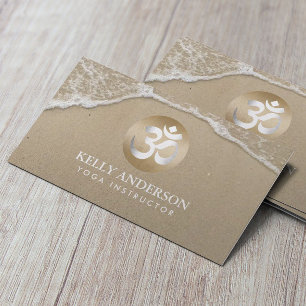 Carte De Visite Symbole Yoga Gold Om Classy Beach Sand & Eau