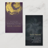 Carte De Visite Symbole ZEN YOGA JAUNE violet et or élégant (Devant / Derrière)