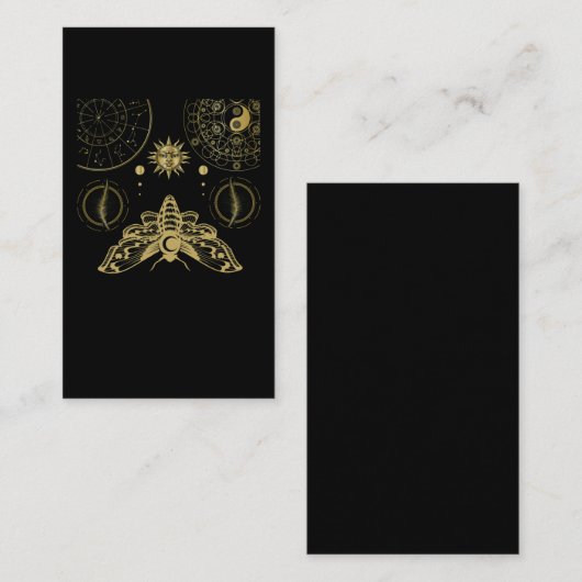 Carte De Visite Symbole zodiaque Géométrie foncée Moth soleil (Devant / Derrière)