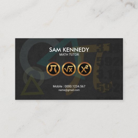 Carte De Visite Symboles de maths d'or professionnel Icônes Math T (Devant)