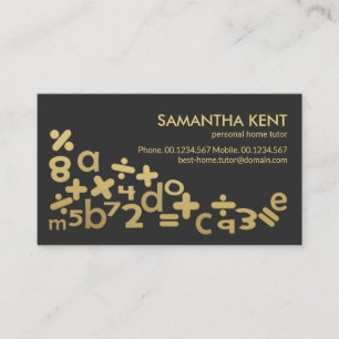 Carte De Visite Symboles des maths en or flottant Alphabets Home T