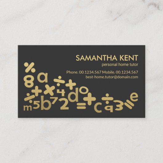 Carte De Visite Symboles des maths en or flottant Alphabets Home T (Devant)
