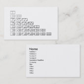 Carte De Visite Symboles Domino noir et blanc (Devant / Derrière)